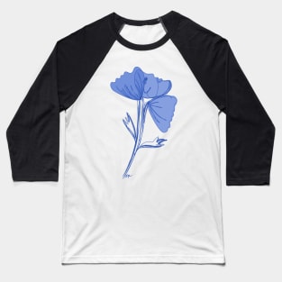 3 poppies & 1 face - shades of blue Baseball T-Shirt